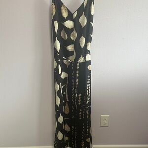 Banana Republic Black and Beige Patterned Maxi Dress